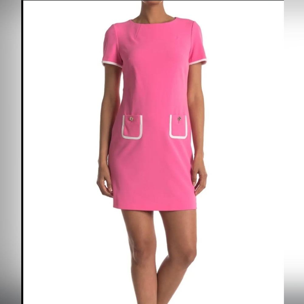 Tommy Hilfiger Pink Sheath Mini Dress Short Sleeve Crew Neck